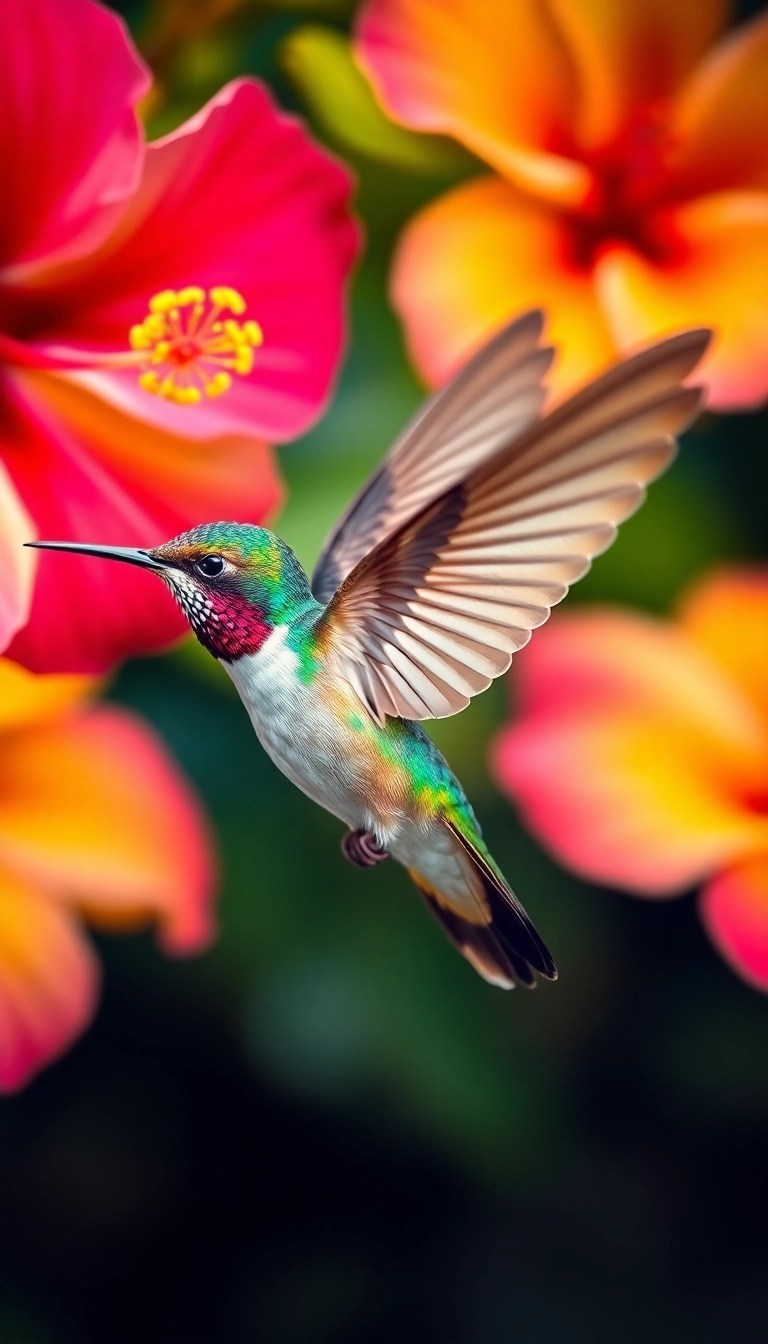 iPhone Hummingbird and Hibiscus Masterful Wallpaper